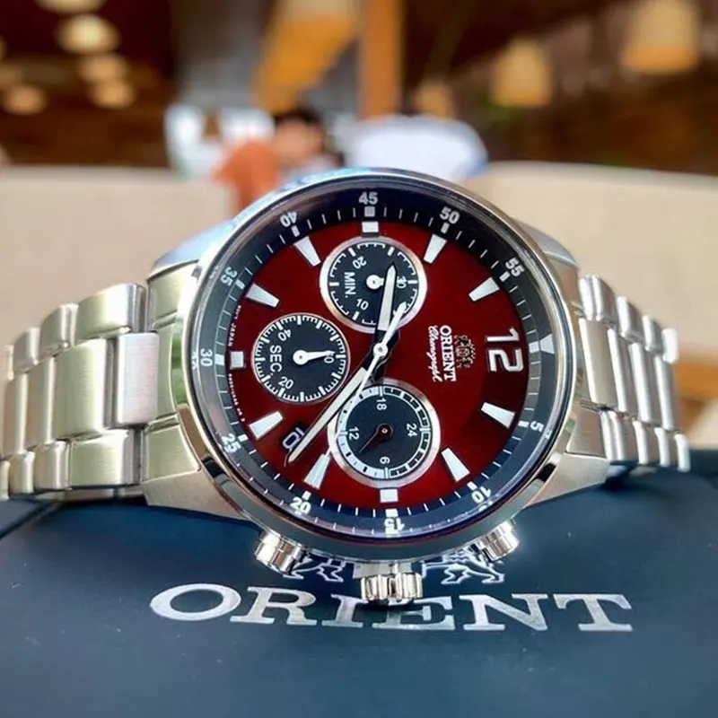 Orient Sports Chronograph Maroon Dial Men's Watch | RA-KV0004R10B